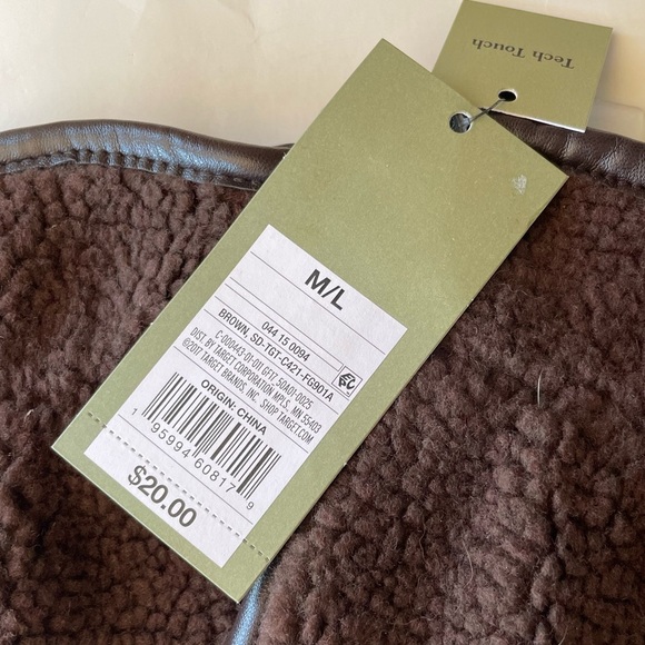 Fleece Lined Mens Gloves Faux Fur - Goodfellow M/L Medium/Large - Picture 2 of 7